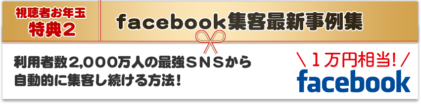 利用者数2,000万人の最強SNSから自動的に集客し続ける方法！「Facebook集客最新事例集」