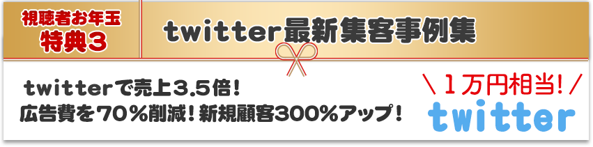 Twitterで売上3.5倍！広告費を70％削減！新規顧客300％アップ！「Twitter集客最新事例集」
