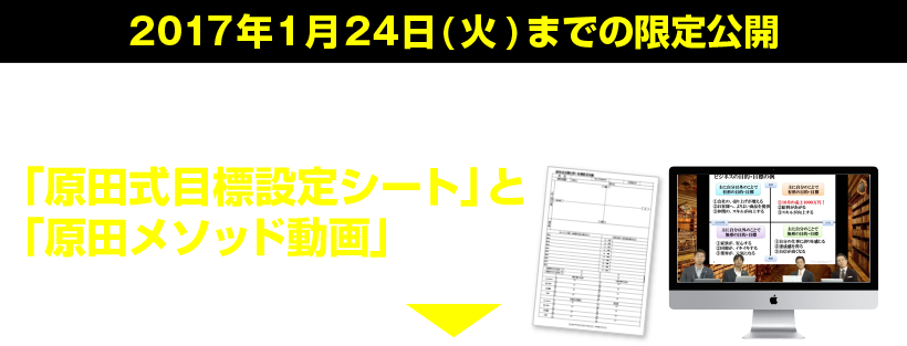 日本一の目標達成法を知りたい方はいますぐ下記のフォームにメールアドレスを入力して「原田式目標設定シート」と「原田メソッド動画」を手に入れてください。