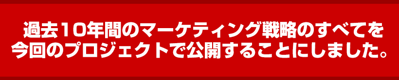 『過去10年間のマーケティング戦略のすべてを今回のプロジェクトで公開することにしました。